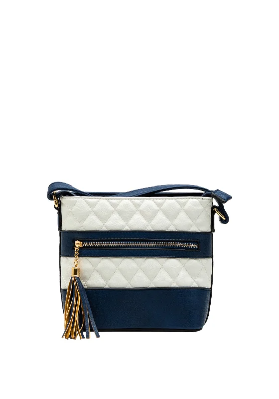 Men's crossbody bag with multiple interior pockets for organizationZen Collection Faux Leather Quilted Cross Body Bag, Blue