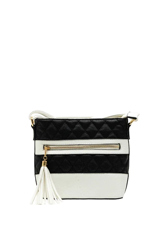 Minimalist men's crossbody bag with a single compartment for simplicityZen Collection Faux Leather Quilted Cross Body Bag, White