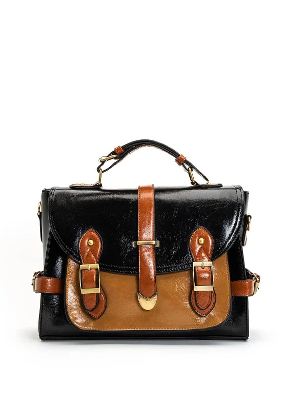 Men's crossbody bag with multiple interior pockets for organizationZen Collection Fold Over Satchel Bag, Black