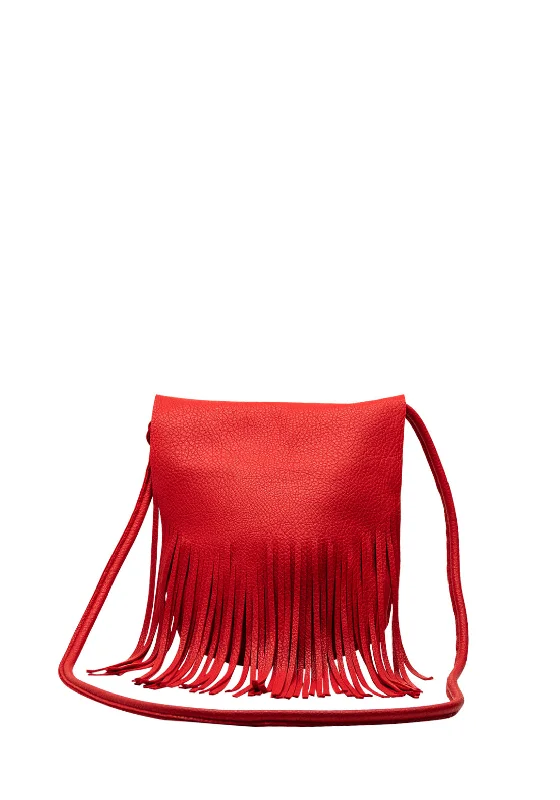 Soft suede men's crossbody bag for a luxurious feelZen Collection Fringed Flap Over Crossbody Bag, Red