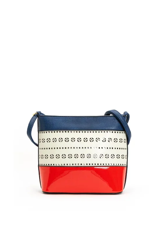 Minimalist men's crossbody bag with a single compartment for simplicityZen Collection Perforated Print Crossbody Bag, Blue