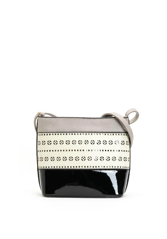 Vintage - inspired men's crossbody bag with a distressed finishZen Collection Perforated Print Crossbody Bag, Grey