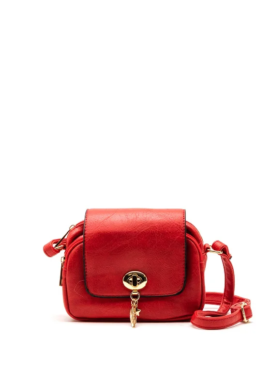 Canvas men's crossbody bag with a rustic, casual styleZen Collection Turn-Lock Crossbody Bag, Red