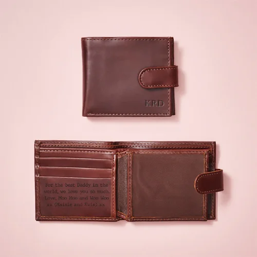 Travel bag with a built - in power bank charger for on - the - go device chargingPersonalised Leather Tri Fold Wallet with RFID