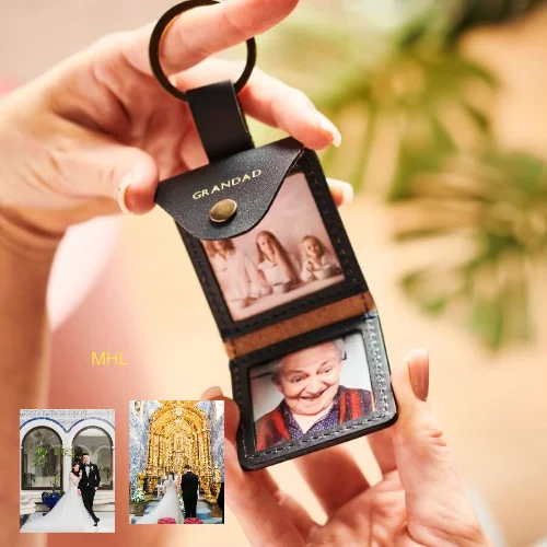 Travel bag with a detachable toiletry pouch for conveniencePersonalised Leather Key Ring With Photos Unique Gift